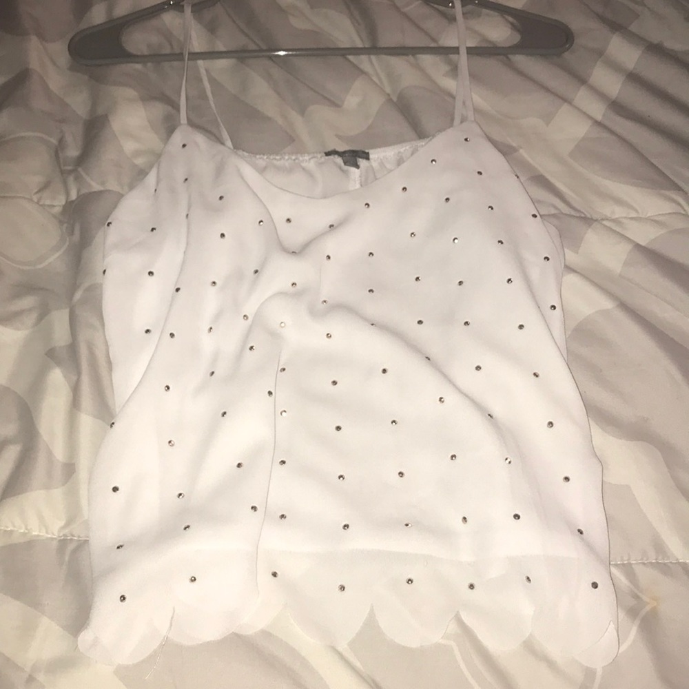 White Gemmed Tank Top